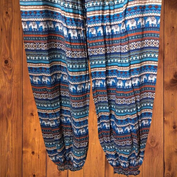 Women's Small??? Boho Hippie Aladdin Haren Elastic Waist Colorful Pants - Picture 4 of 6